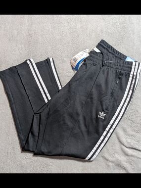 adidas Black Jogger Pants with White Three-Stripes